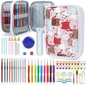 New Crochet Hooks Kit with Case, 85-Piece Crochet Hooks Set, Ergonomic